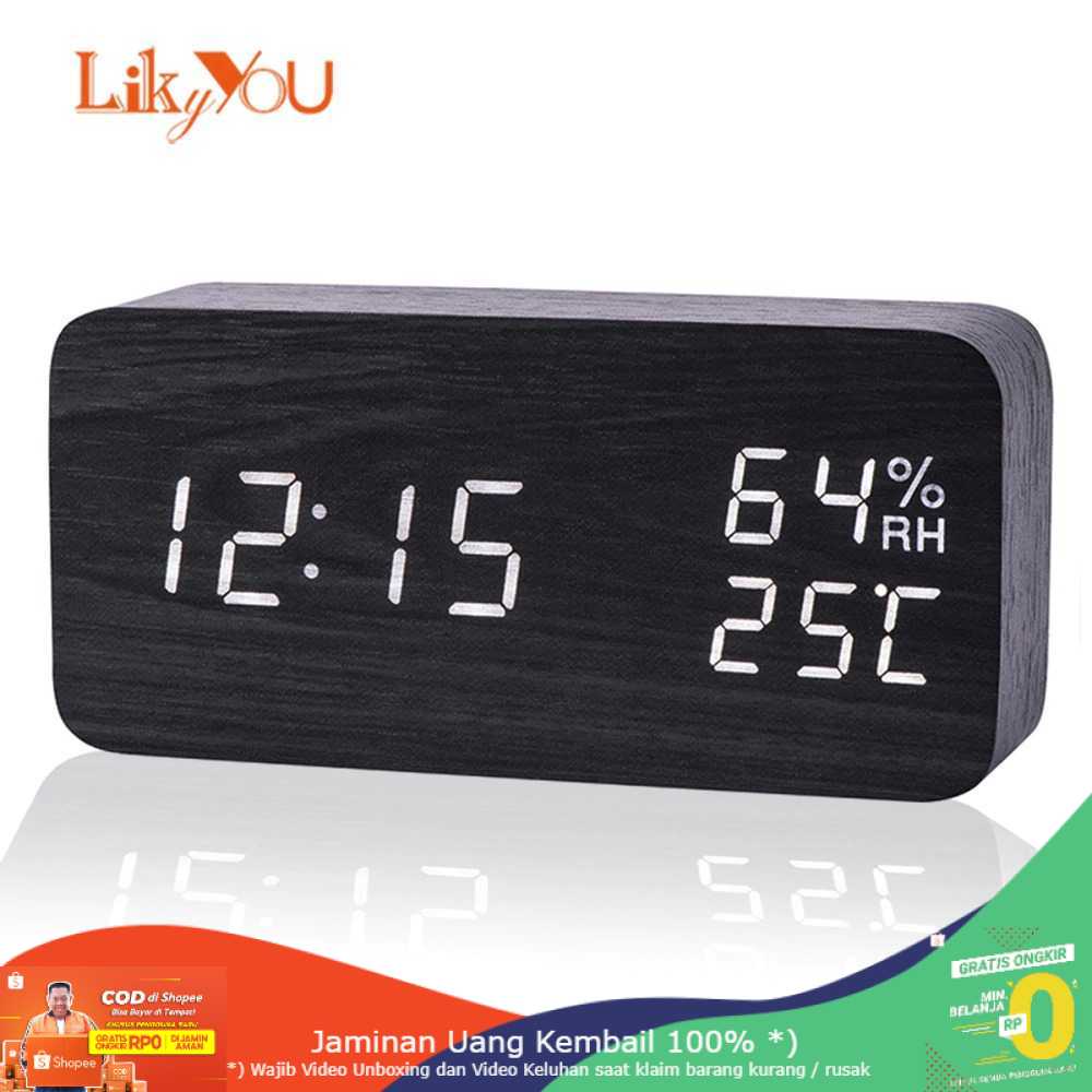 (BISA COD) RVOSTR LUMINOVA Jam Meja Digital LED Clock Temperature Humidity Control -SQ70