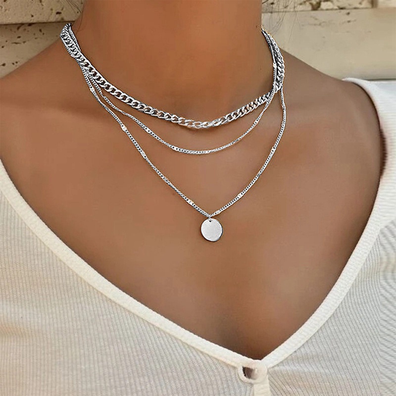Kalung Rantai Emas Multilayer Dengan Liontin Koin Gaya Vintage Bohemian Untuk Wanita