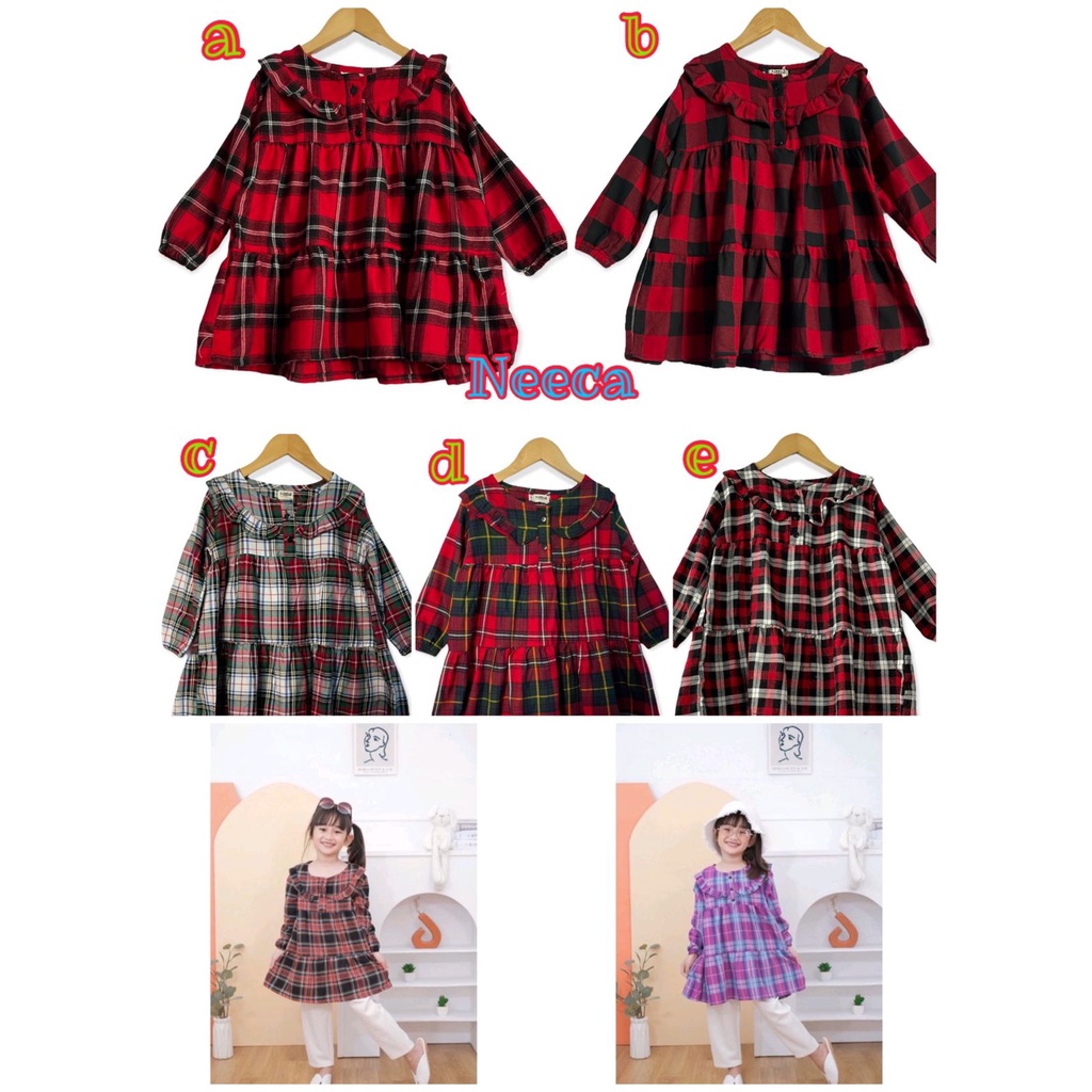 Tunik Zara Tunik Anak Flanel Neeca Kiddos Size 2,4,6,8,10 Tahun