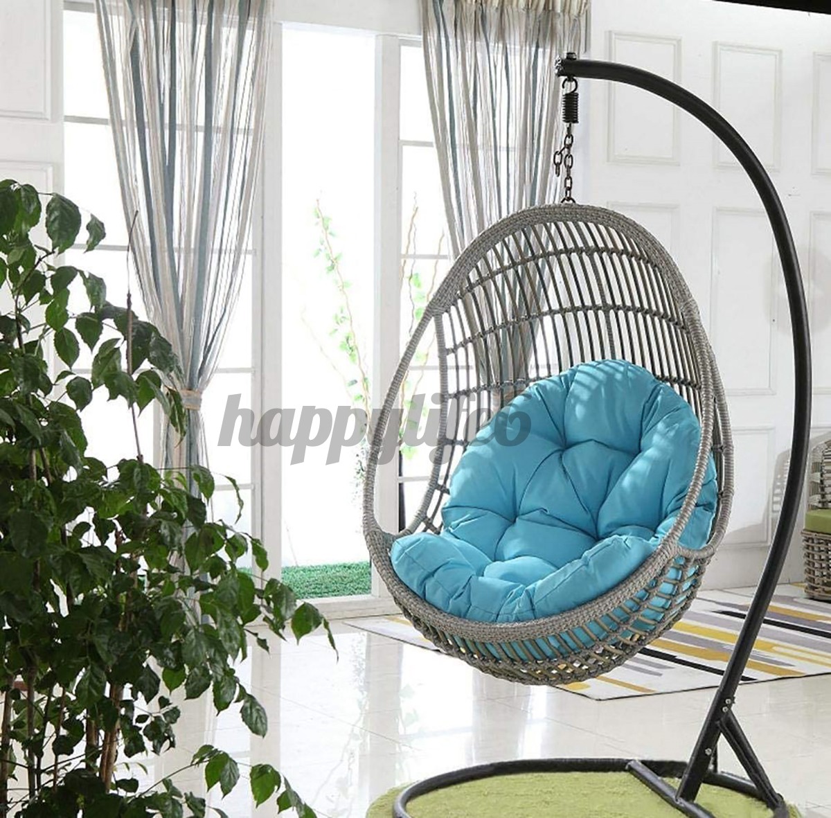 Round Hanging Egg Hammock Chair Cushion Swing Seat Cushion Thick Nest Hanging Chair Back For Indoor Outdoor Patio Happylife6 Shopee Indonesia