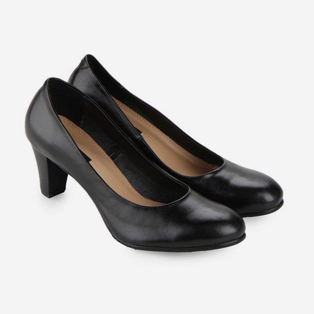 Guin Casalini Sepatu Formal Wanita kulit hak Black G-6802