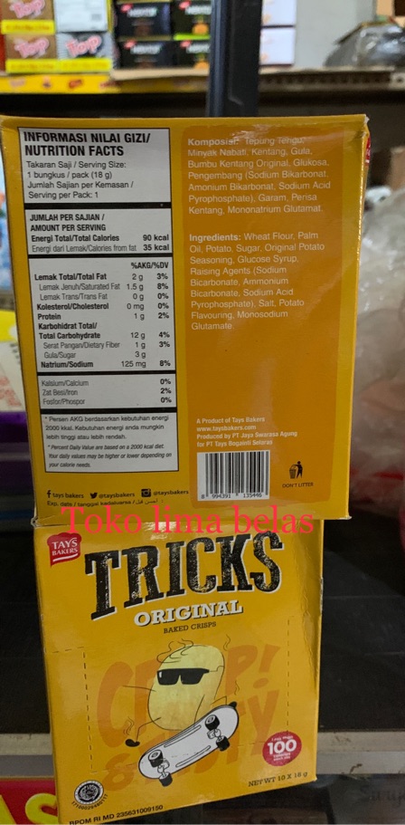 Tricks Original Baked Crisps 1 box isi 18gr x 10 pcs. 18 gram