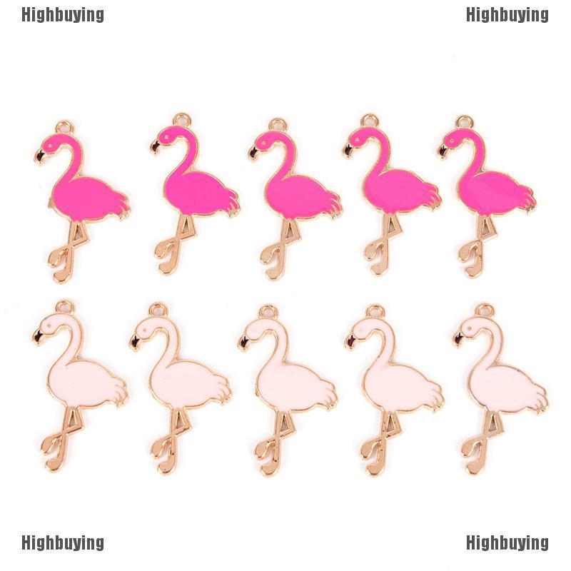 Liontin Enamel Bentuk Flamingo Untuk Perhiasan Kalung Dan Gelang
