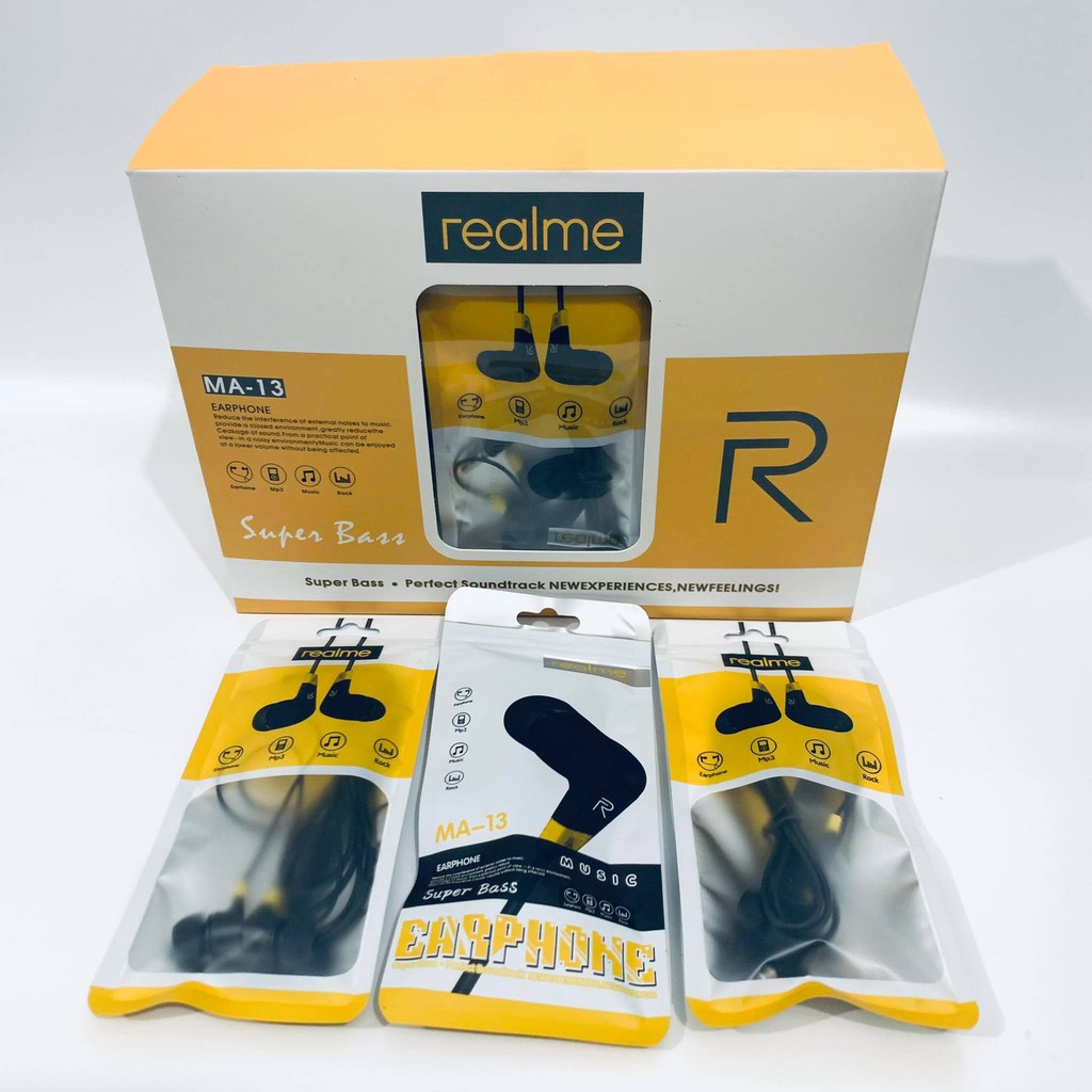 Headset Realme MA-13 Super Bass With Mic Earphone Pee Box 30pcs