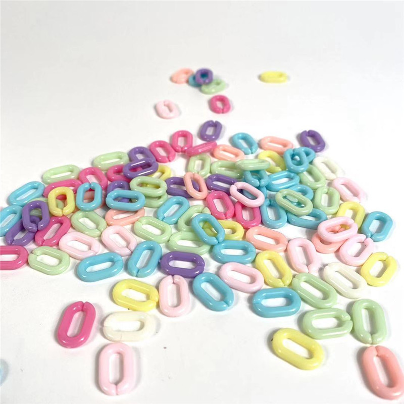 100pcs Rantai Plastik Akrilik Warna Macaron Ukuran 9mm X 15mm