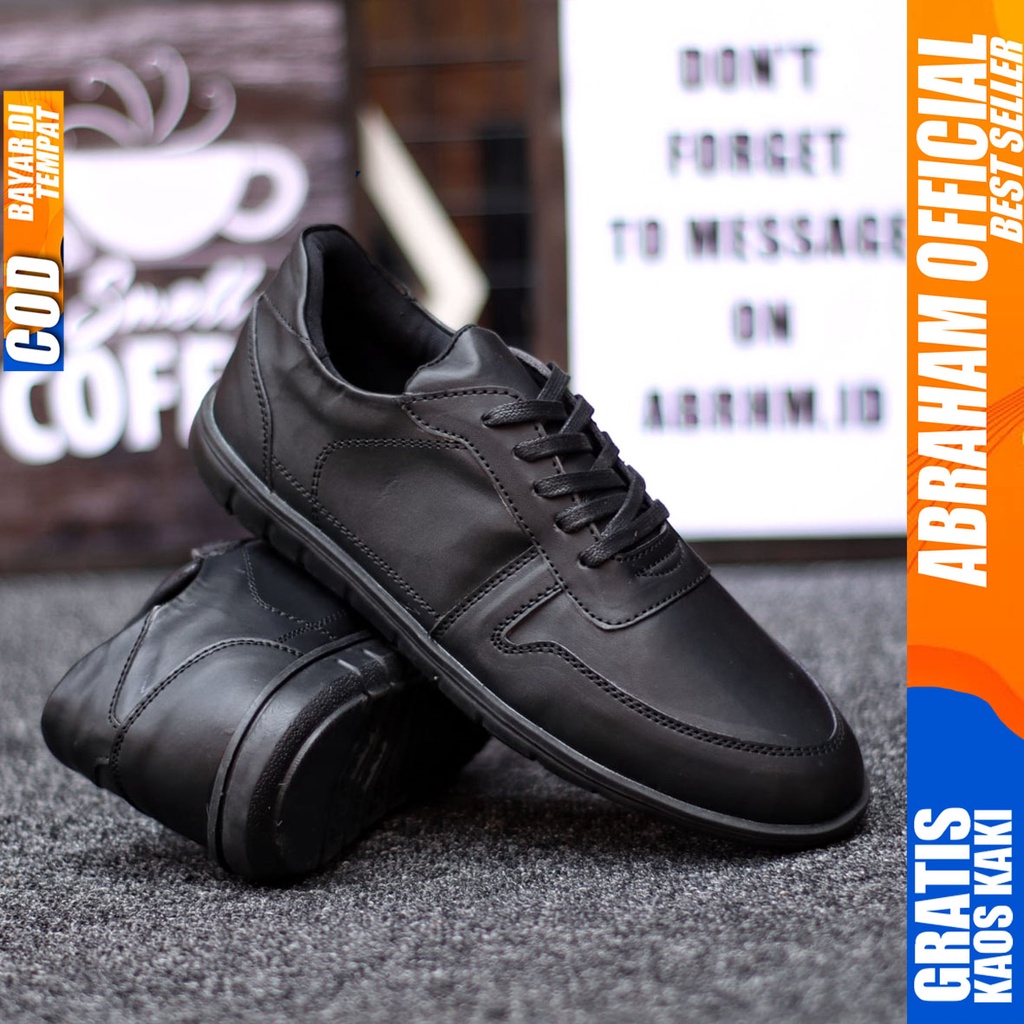 Abraham Mugen - Sepatu Formal Pantofel Pria Kerja Hitam