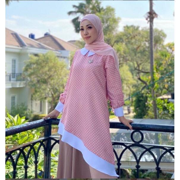 MDLY15 GAMIS DRESS BAJU ATASAN TUNIK KEMEJA WANITA TERBARU NAURA TUNIK BY MDLY M022