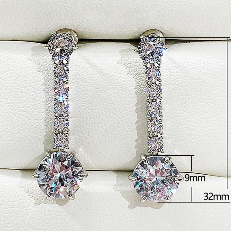 Fancyqube Anting Juntai Cubic Zirconia Aaa Warna Silver Untuk Wanita