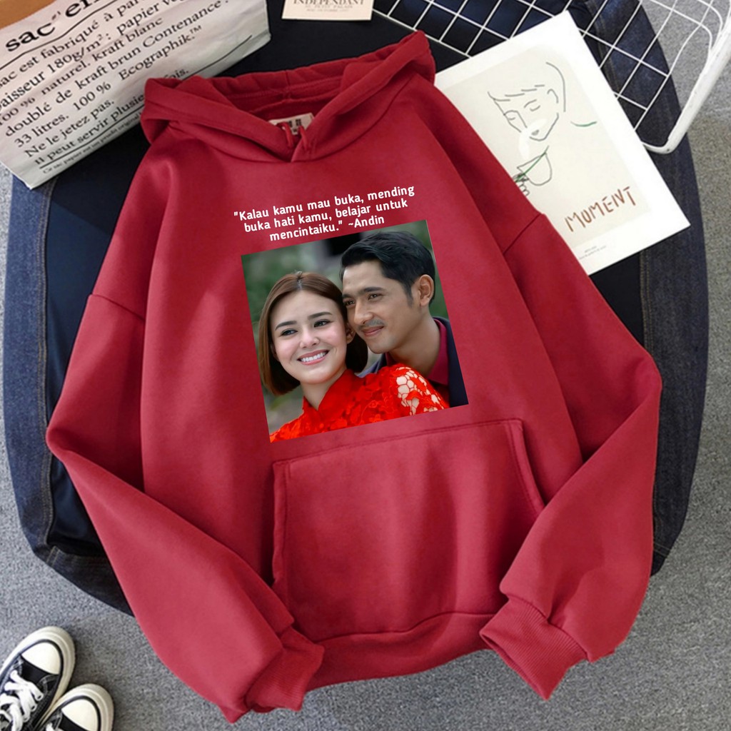 Hoodie Wanita Ikatan Cinta Andin Aldebaran Oversize Korean Style Sweater Murah Tebal Xxl Kekinian-Marun