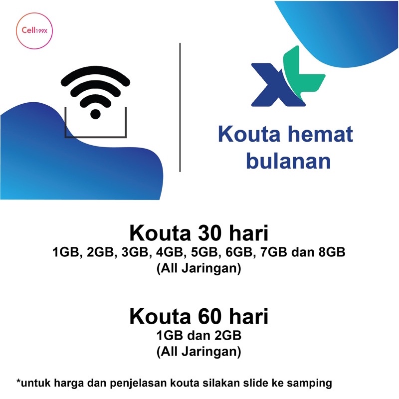 PAKET DATA XL 1GB, 2GB, 3GB, 4GB DAN 5GB  30 HARI DAN 60 HARI