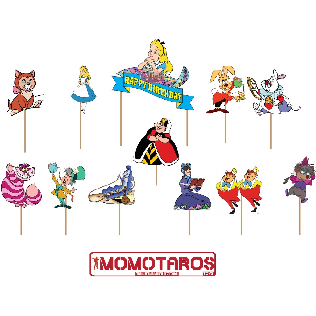 Topper cake Alice in wonderland set