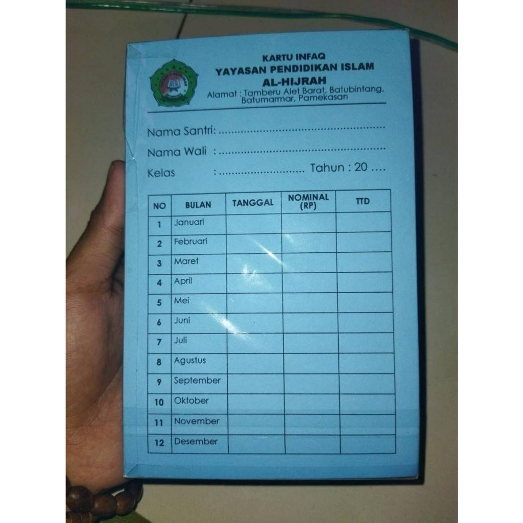 

Cetak Kartu Iuran sekolah, Infaq, madrasah, Pondok, paud dll