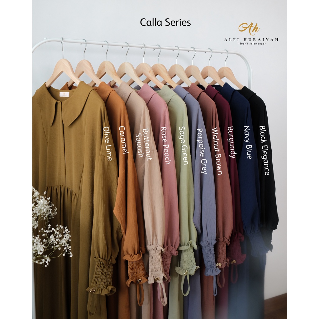 CALLA SERIES GAMIS TUNIK KHIMAR FK by ALFI HURAIYAH klambieakhwat BISA COD | bahan princess crinkle premium ironless tidak perlu setrika nyaman tidak gerah tunik set rok abaya khimar syari french khimar basic busui wudhu frienly manset kerut LD free size