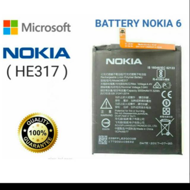 Baterai Batere Battery original NOKIA 6 android HE-317 HE -316