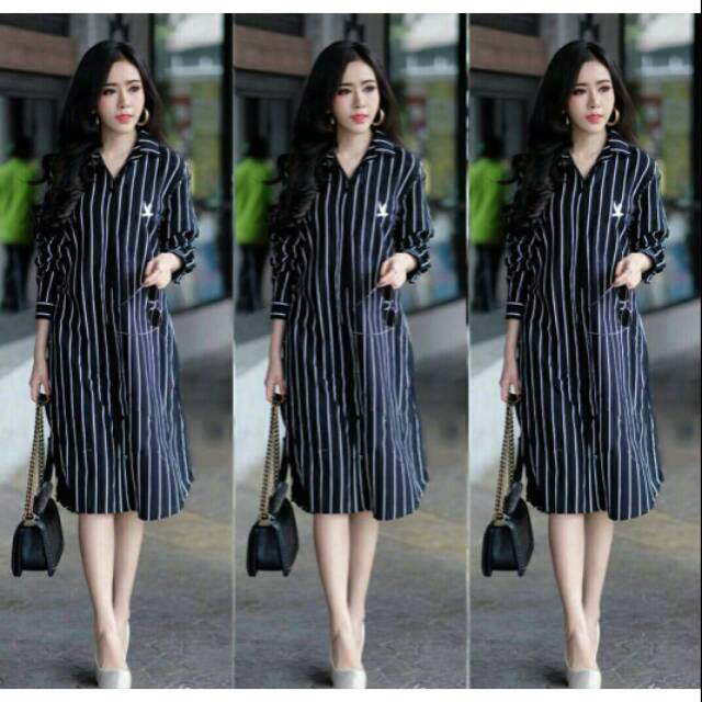 tunik salur pb / tujik strip wanita K 0100600