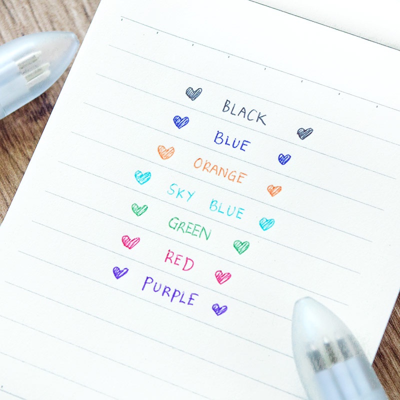 

Seven Colors in One Ballpoint Pen Pulpen Tinta Warna 7 in 1 Hitam Biru Merah Ungu Hijau Jingga Cyan