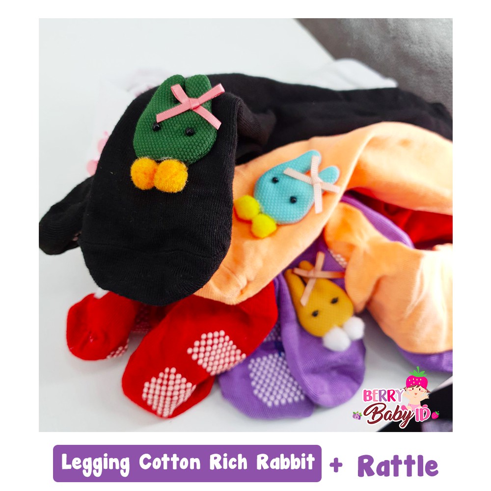 Cotton Rich Legging Anti Slip + Rattle 3D Bayi 0-12 Bulan Berry Mart