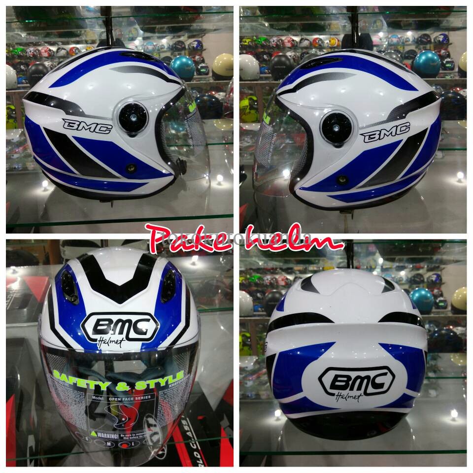 HELM BMC HALF FACE HELM BMC MILAN #1 WHITE BLUE
