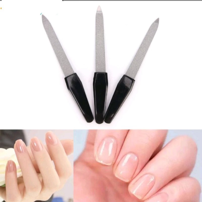 kikir kuku manicure dua sisi bolak balik stainless steel