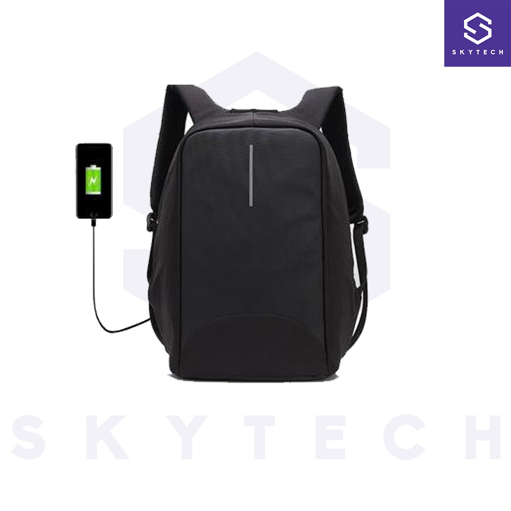 TAS RANSEL LAPTOP DENGAN USB CHARGER PORT - BLACK