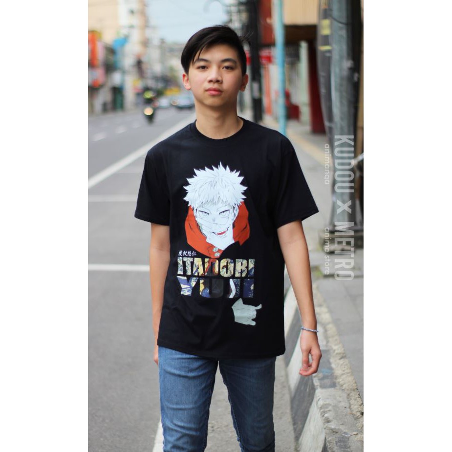 Tshirt Itadori Yuji Black Anime Jujutsu Kaisen