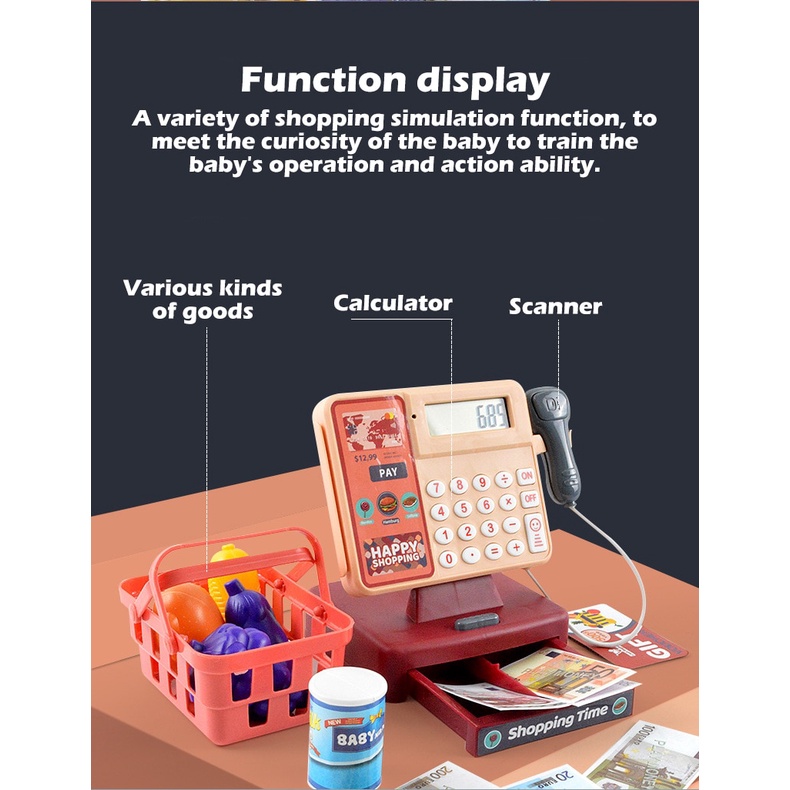 Mainan Anak Simulasi Peran Kasir Supermarket Edukatif Shopping Toys Role Game Play