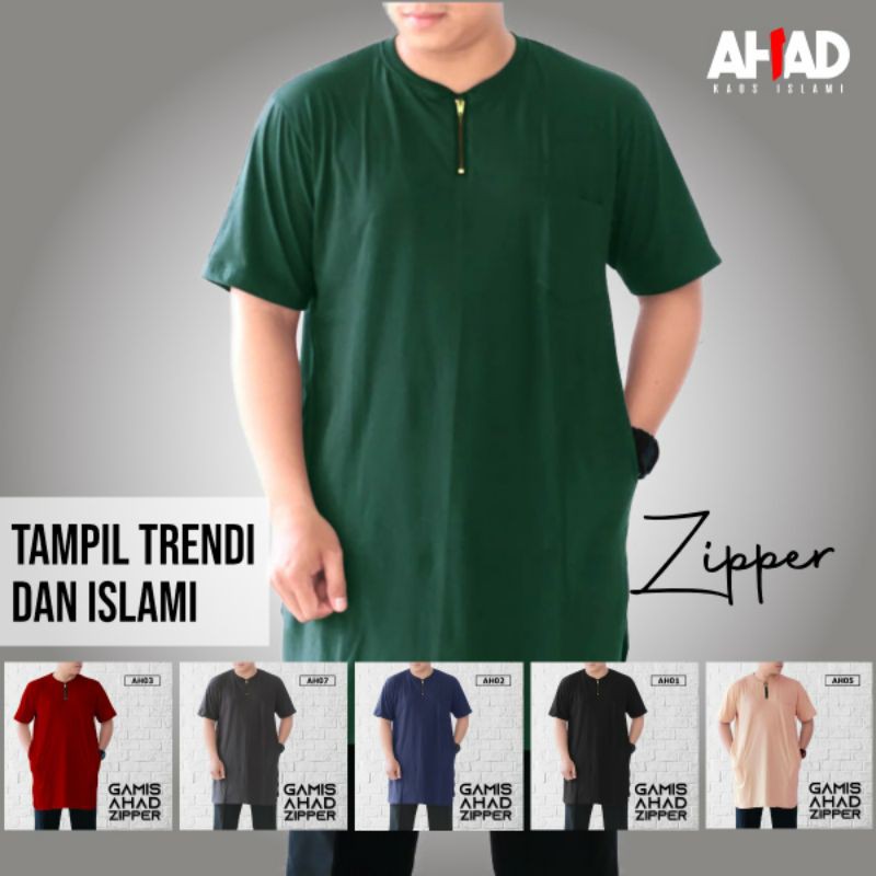 Kaos Gamis Zipper, Pria Original Produk Ahad