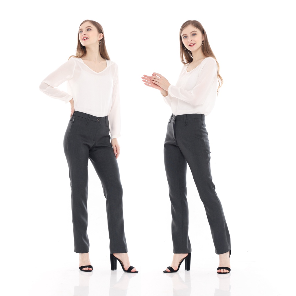 LEON - Celana Formal wanita Semi Cutbray Untuk Wanita Kantoran Celana Kantor Wanita Celana semi Cutbray Celana Bahan Wanita Celana Basic Kerja Celana Standar Celana wanita Slim fit Celana Malabiz wanita Celana Bahan