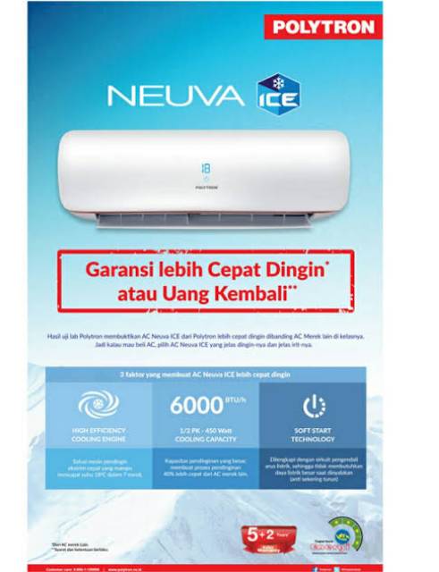 AC Polytron 05VZM Putih AC Split 0.5 PK UNIT SAJA