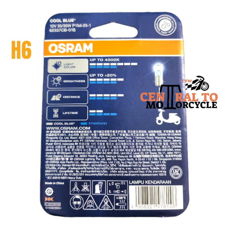 Lampu Depan Osram Cool Blue Matic dan Bebek 12V 35/35W - Cahaya Putih Kebiruan