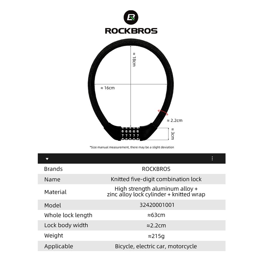 Kunci Gembok Sepeda Rockbros Kunci Gembok Kode Tambahan Sepeda Motor