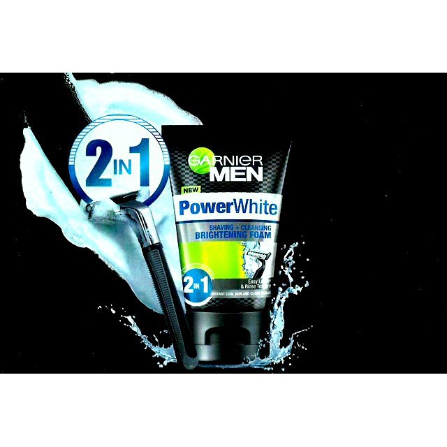 GARNIER MEN POWER WHITE SHAVING &amp; CLEANSING BRIGHTENING FOAM SABUN WAJAH PRIA