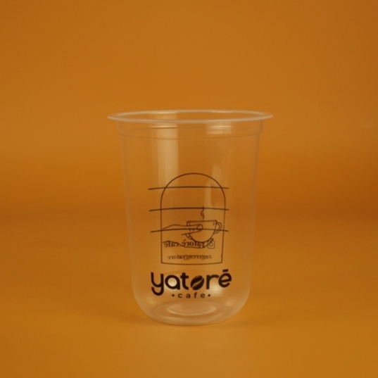 Sablon Gelas Plastik Cup Oval (U Cup) Ukuran 16OZ Berat 7 Gram - Merk Hokkaku