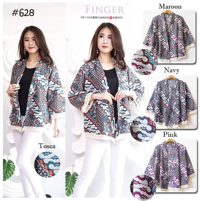 Stok Terbatas Cardigan Kimono Katun Batik Rumbai Harajuku Style Motif Tribal Etnik