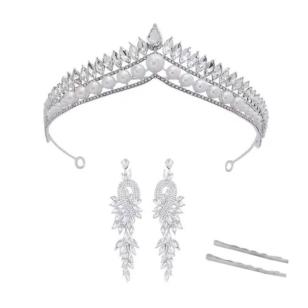 Mahkota Pernikahan Tiara Anting Kalung Set,tiara wedding hiasan rambut pesta pengantin