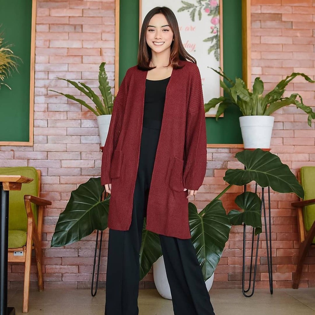 Bae Cardigan Rajut oversize Panjang LONG KNIT jumbo big size Long oversize Size XL-XXL