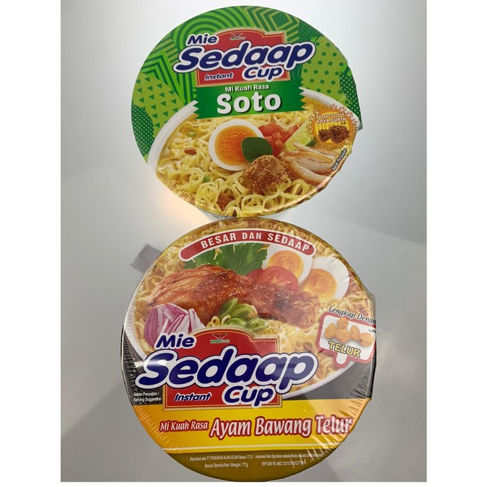 Jual Mie Sedaap Cup Ayam Bawang Telur 77g Kuah Soto 81g Shopee