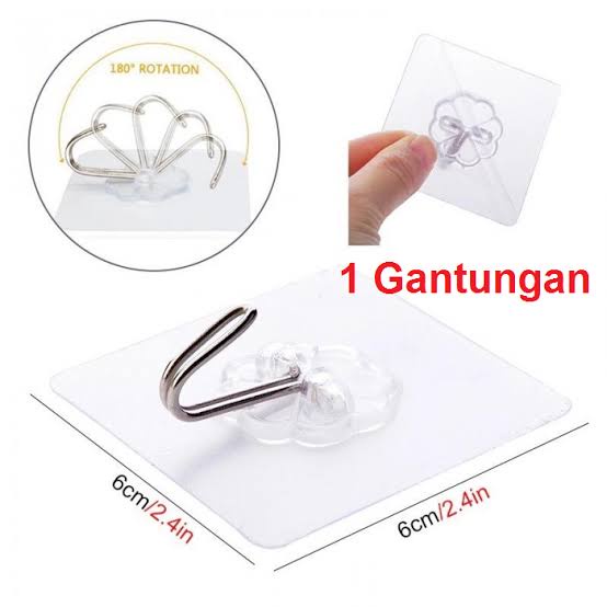 GEN - Gantungan Dinding  Transparan Hook Import