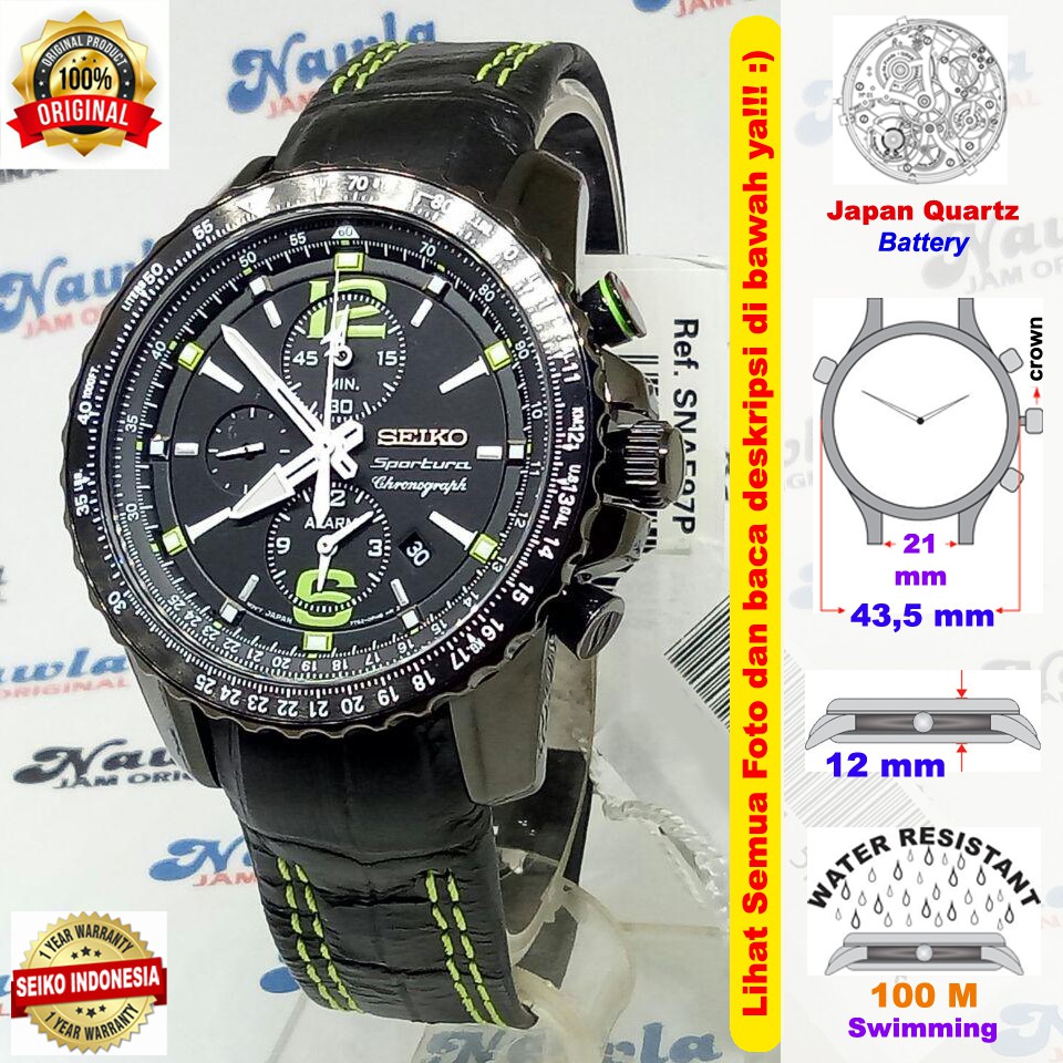 Seiko Sportura SNAE97P1 Chronograph Flightmaster - Jam Tangan Pria SNAE97