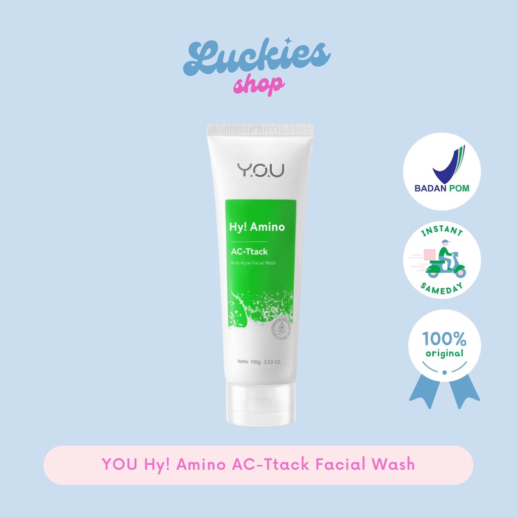 BPOM YOU Hy! Amino Anti Acne Facial Wash Sabun Cuci Muka Acnes Facial Wash Bekas Jerawat Sabun Wajah Jerawat