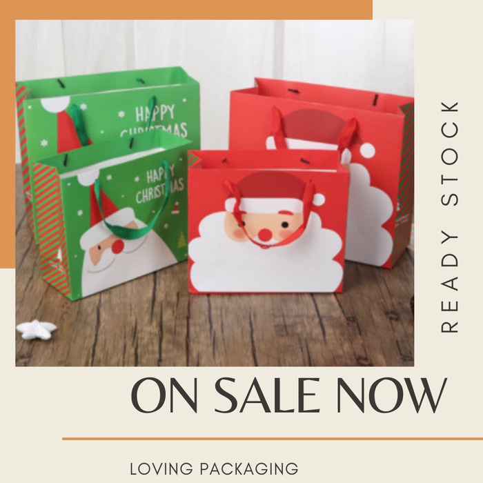 

READY COD Paperbag Motif Santa / Kantong Kemasan Gift Besar Hampers - RANDOM GRATIS ONGKIR