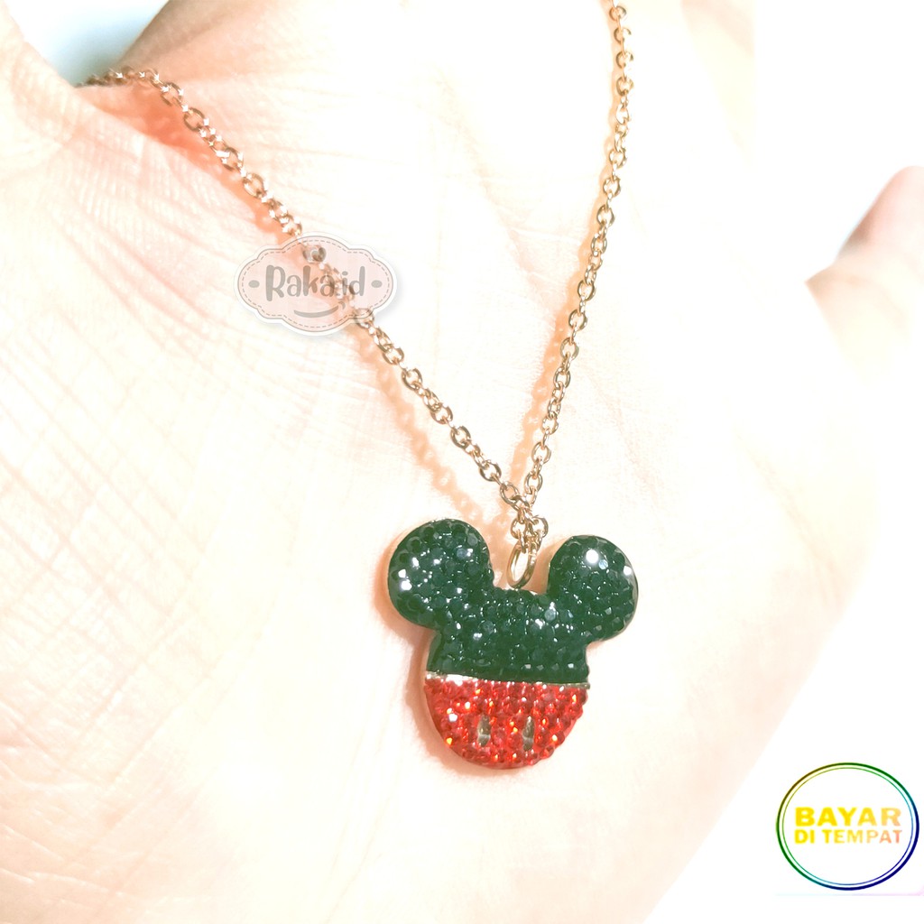 RAKA Acc - Kalung Wanita Kalung Titanium Dewasa Mickey Minnie Hitam Merah Perhiasan Cantik 496