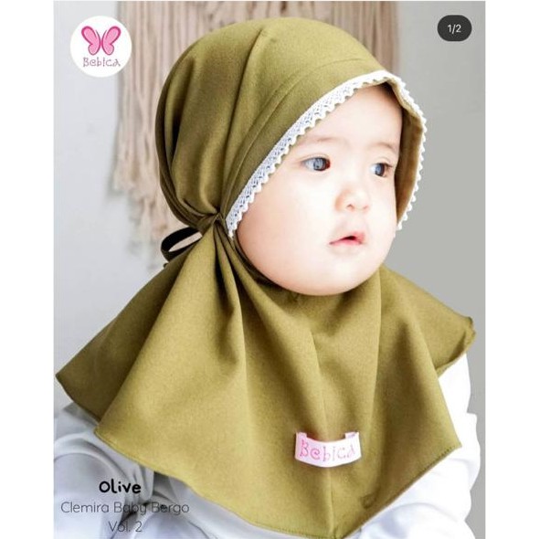 Bergo Bayi Renda kepala Anak Maryam Jilbab Kerudung/anak kids renda kepala 0-1 th