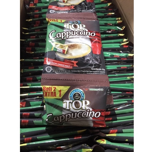 [1 RENCENG] Top Coffee Cappucino isi 15 Sachet Bubuk Kopi Instant 25 gram 1 Renteng 15 saset Top Kopi Capucino instan 25 gr Cappuccino Murah Promo Ori