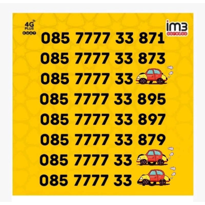 Nomer Cantik IM3 Seri 7777 Sangat Rapi