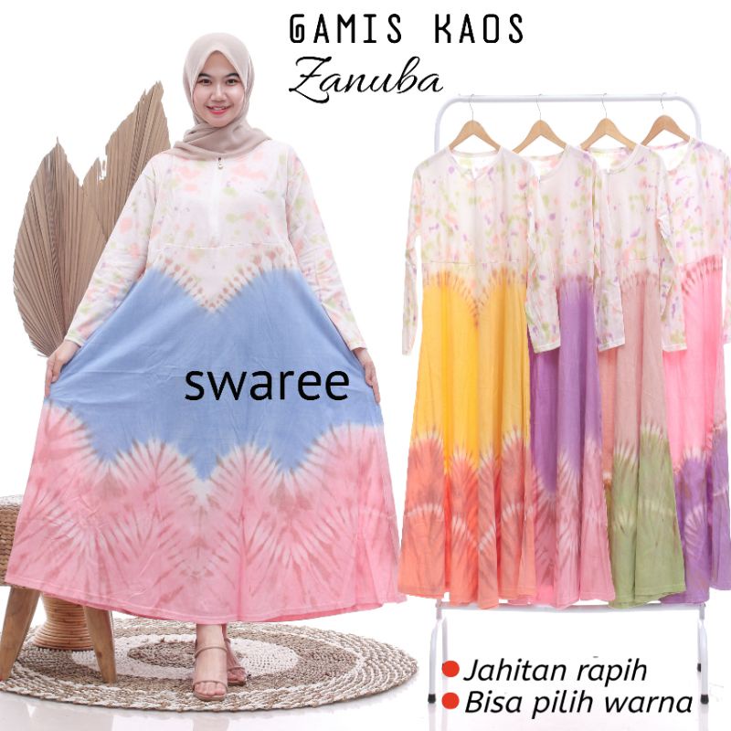 Gamis Busui Syar'i Modern Fashion Muslim Syari Dewasa Bahan Kaos Long Dress Lengan Panjang Kekinian