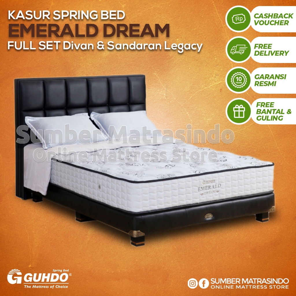 Guhdo Spring Bed Kasur Emerald Dream T26 Divan & Sandaran Legacy 90x200 / 100x200 / 120x200 / 140x20