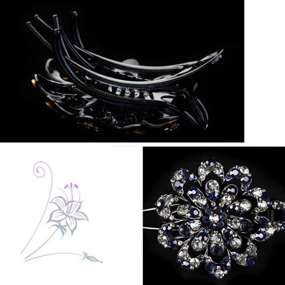 Hairpins Rhinestone Crystal Flower Hair Clip For Women Colorful