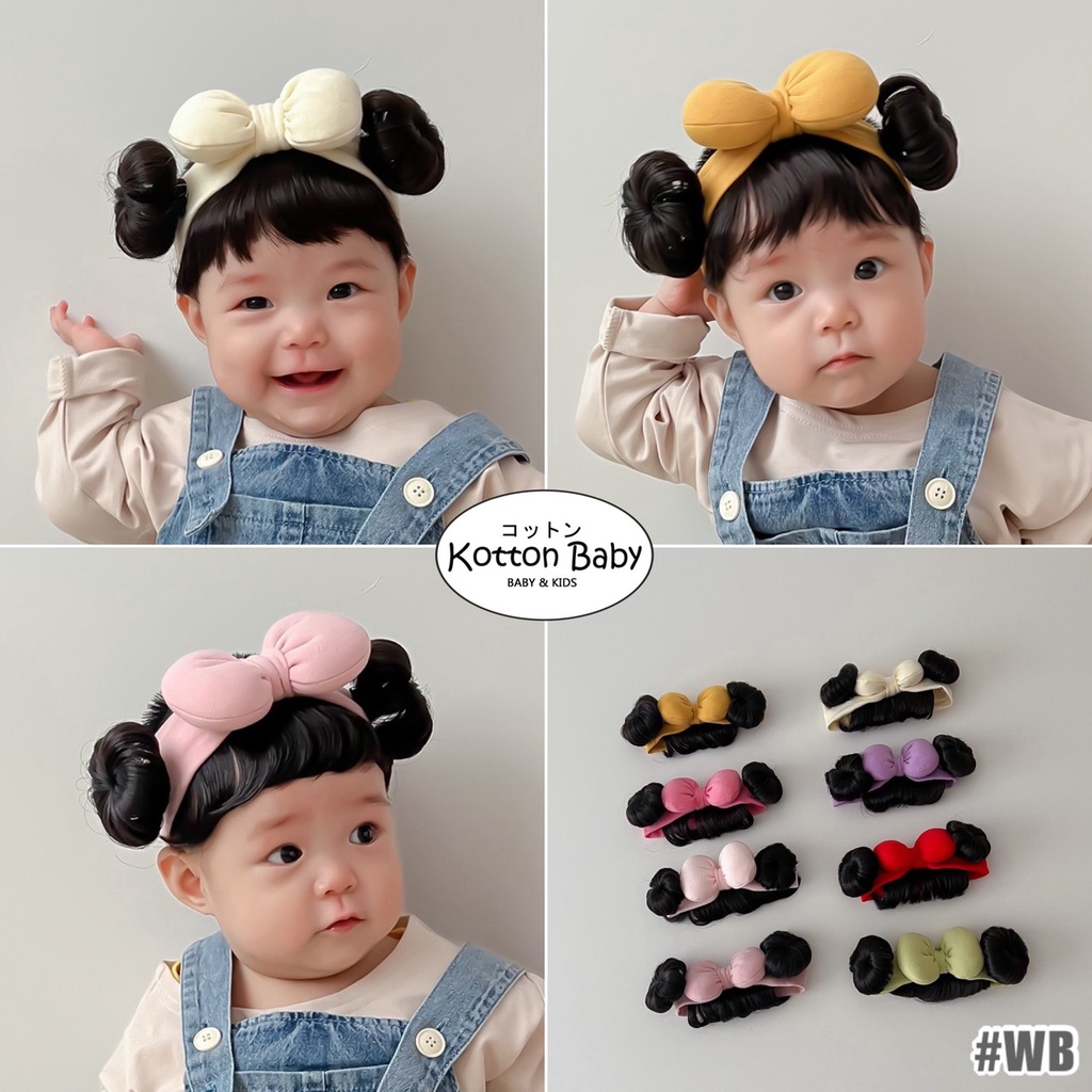 0-3 thn || Bandana Wig Korea Poni Rambut Palsu Topi Cepol Bayi Newborn Anak Catalog JNWG WB