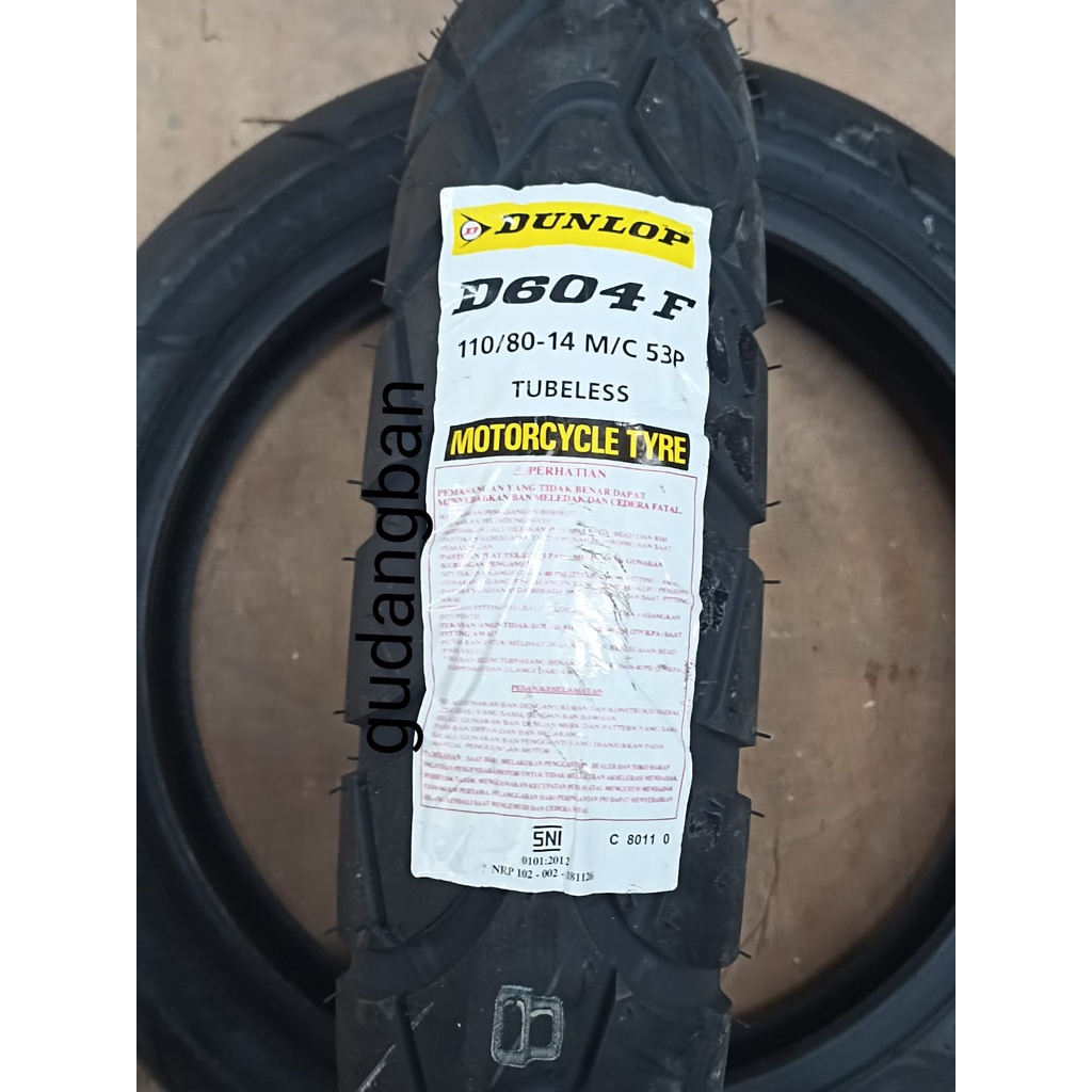 Dunlop D604 110 80 14 Dual purpose Semi Trail Ban Luar Motor ADV Aerox PCX160 Tubeless FREE PENTIL